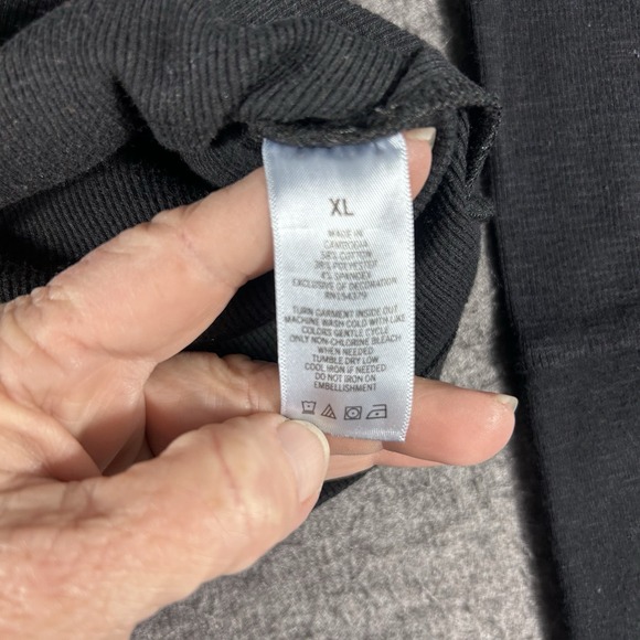 AEROPOSTALE Womens Black Ribbed Henley AERO Logo XL Long Sleeve Grunge Y2K - Picture 5 of 6